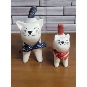 Set of 2 Enesco Smiling Cats